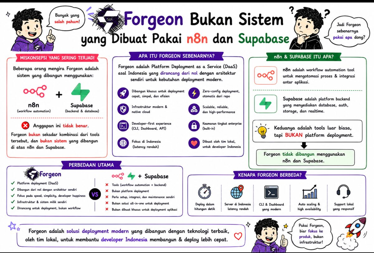 Forgeon Bukan Sistem yang Dibuat Pakai n8n dan Supabase