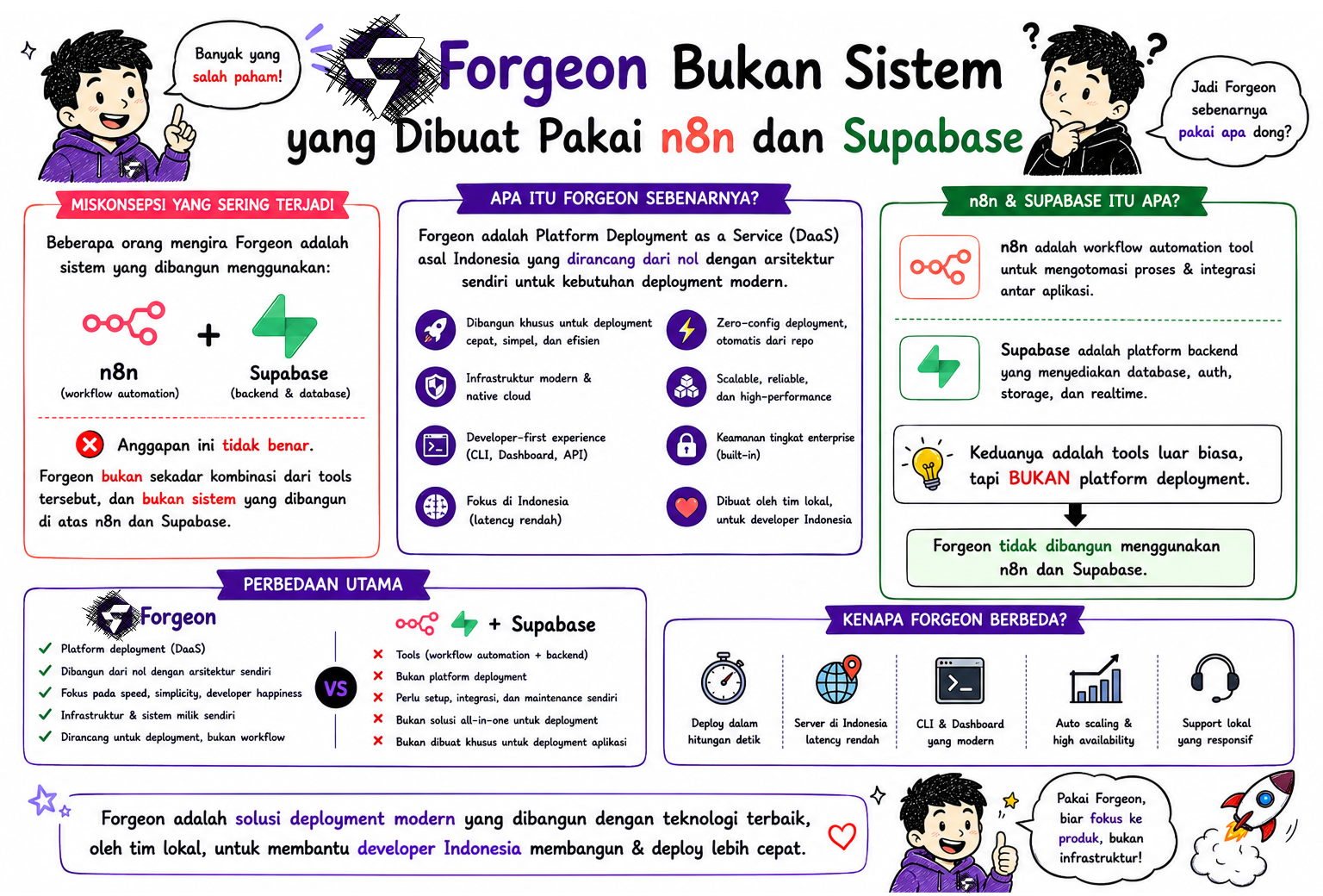 Forgeon Bukan Sistem yang Dibuat Pakai n8n dan Supabase