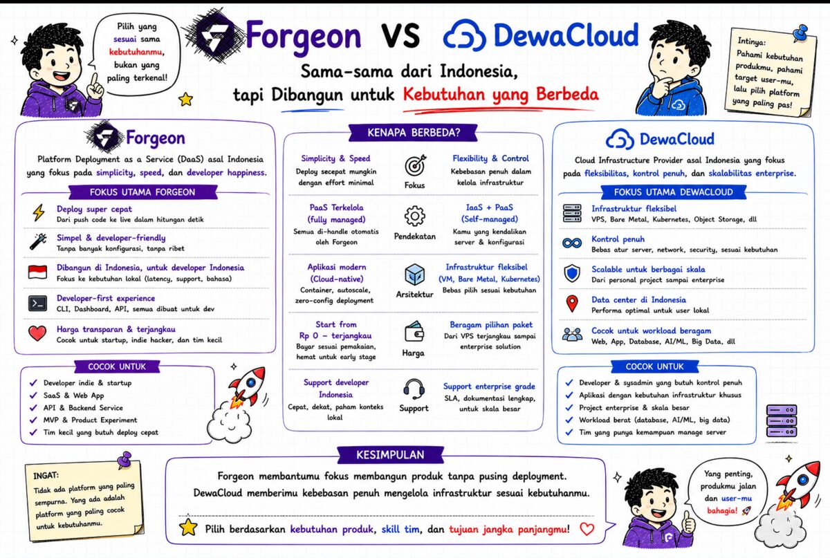 Forgeon vs Dewacloud — Sama-Sama dari Indonesia, Tapi Dibangun