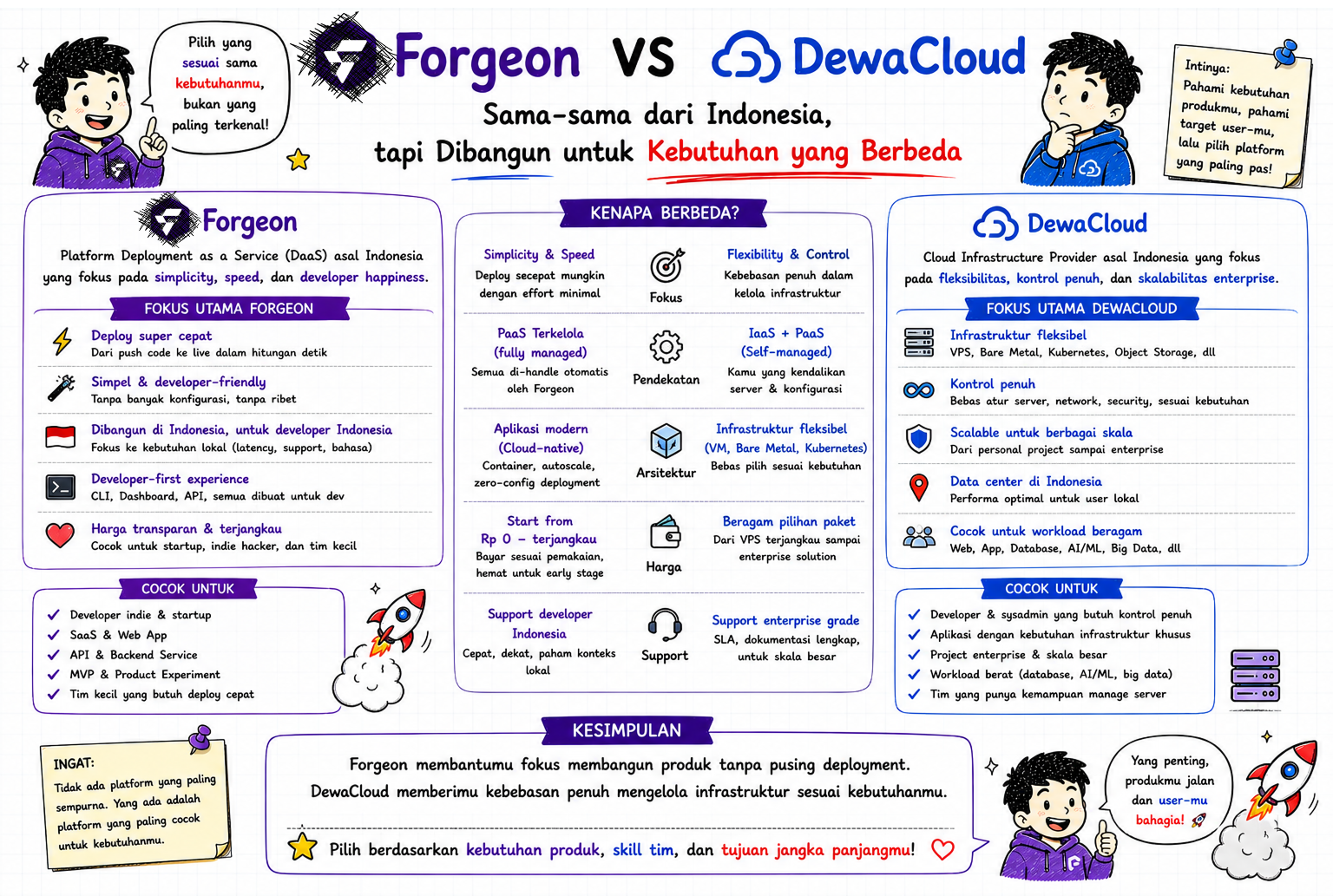 Forgeon vs Dewacloud — Sama-Sama dari Indonesia, Tapi Dibangun