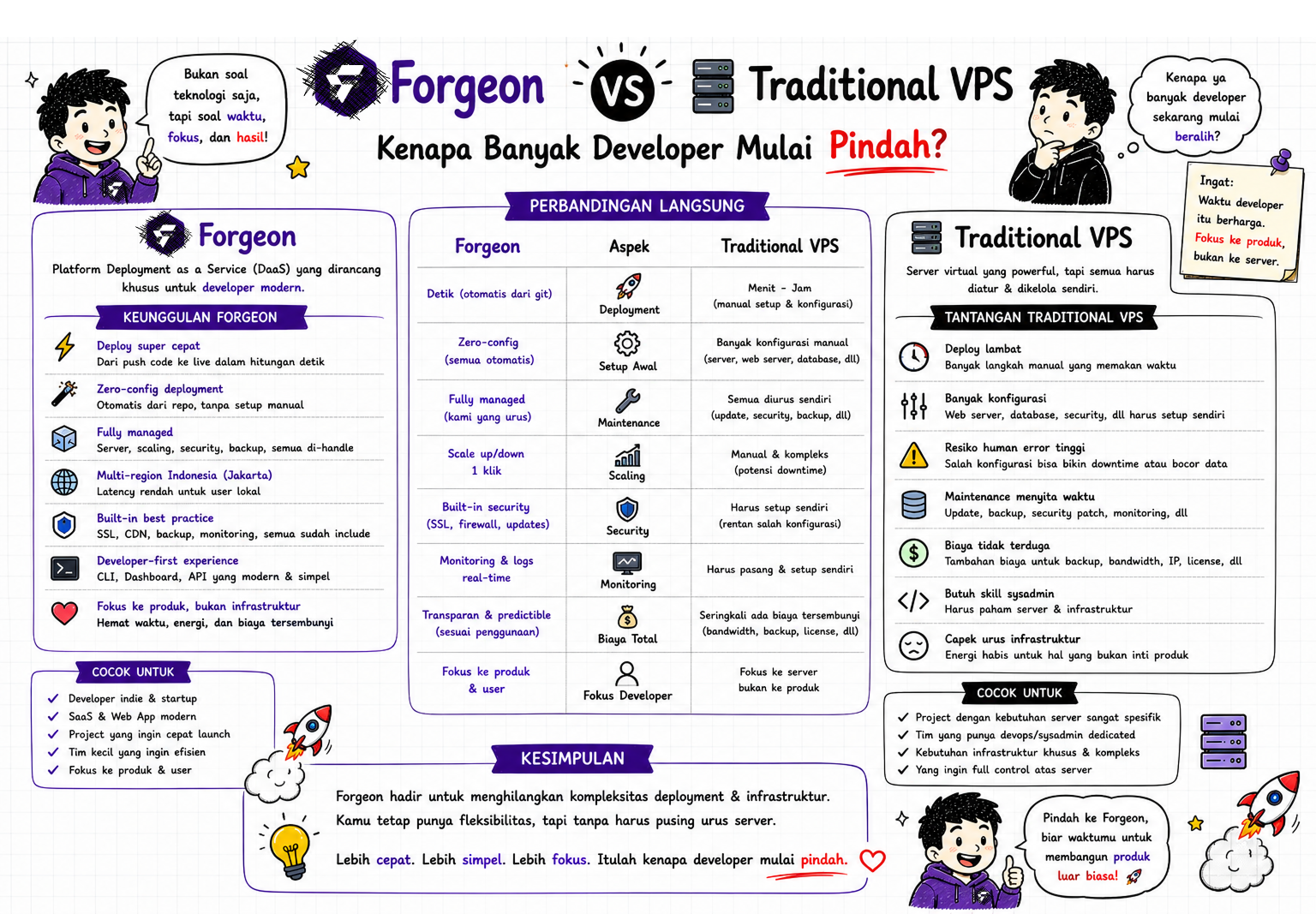 Forgeon vs Traditional VPS — Kenapa Banyak Developer Mulai Pindah