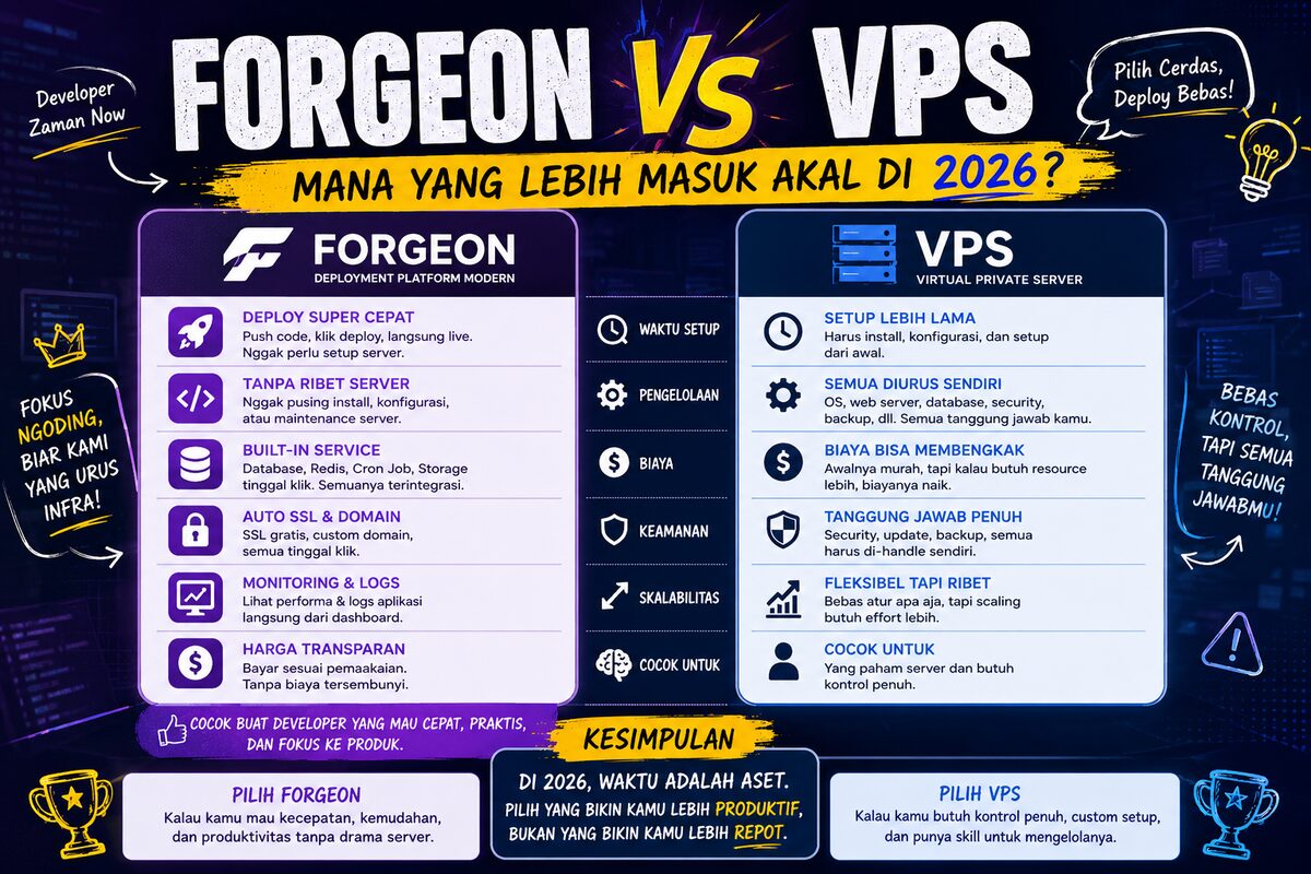 Forgeon vs VPS — Mana yang Lebih Masuk Akal di 2026?