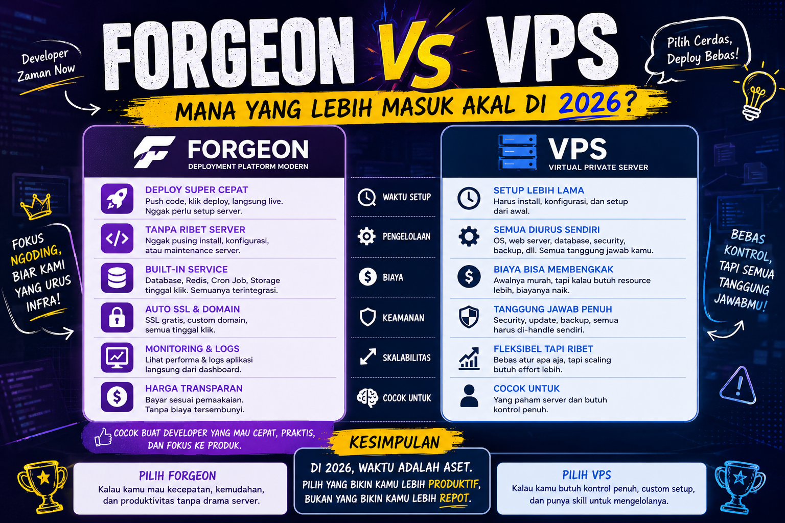 Forgeon vs VPS — Mana yang Lebih Masuk Akal di 2026?